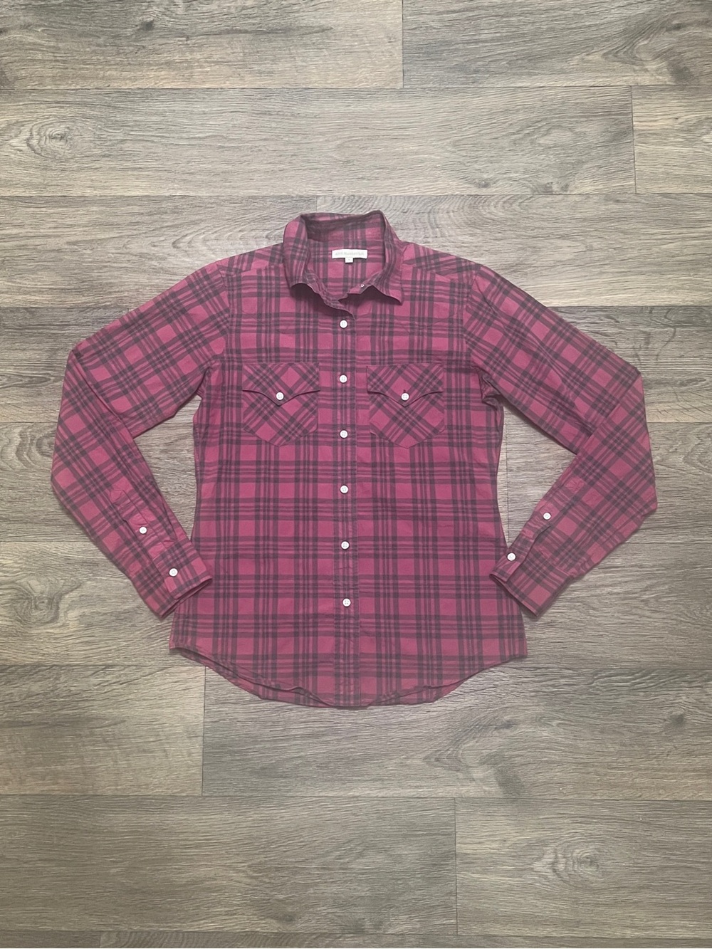 Ann Mashburn Plaid Button Down Shirt Size Small Pink 100% Cotton Long Sleeve